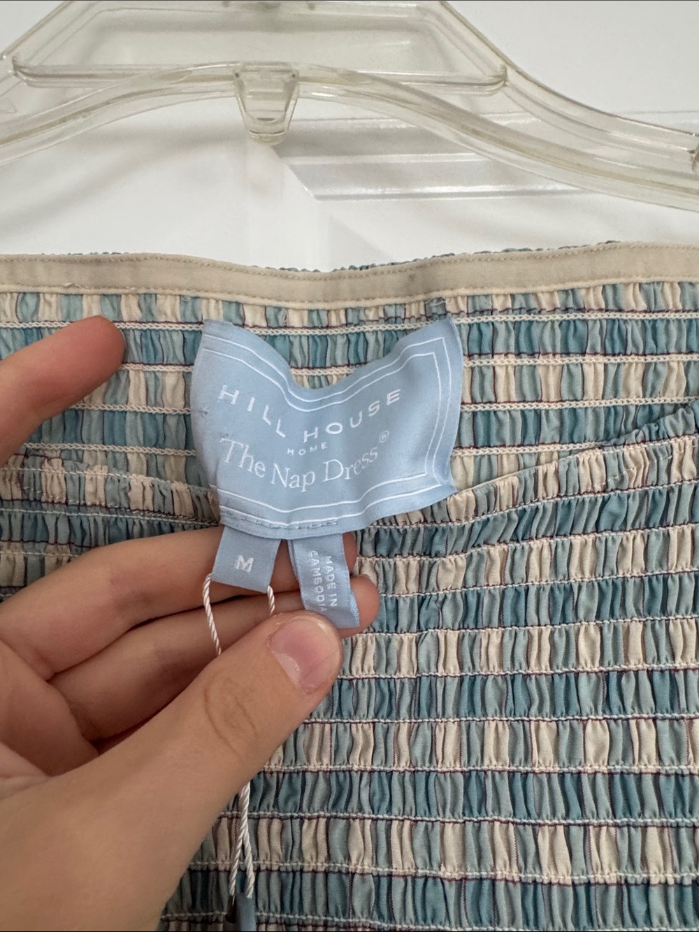Hill House Home Cosima Smocked Gingham Maxi Dress — Light Blue & Cream - Picture 4 of 9